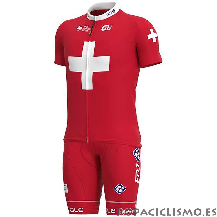 2020 Maillot Groupama-FDJ Tirantes Mangas Cortas Campeon Suiza